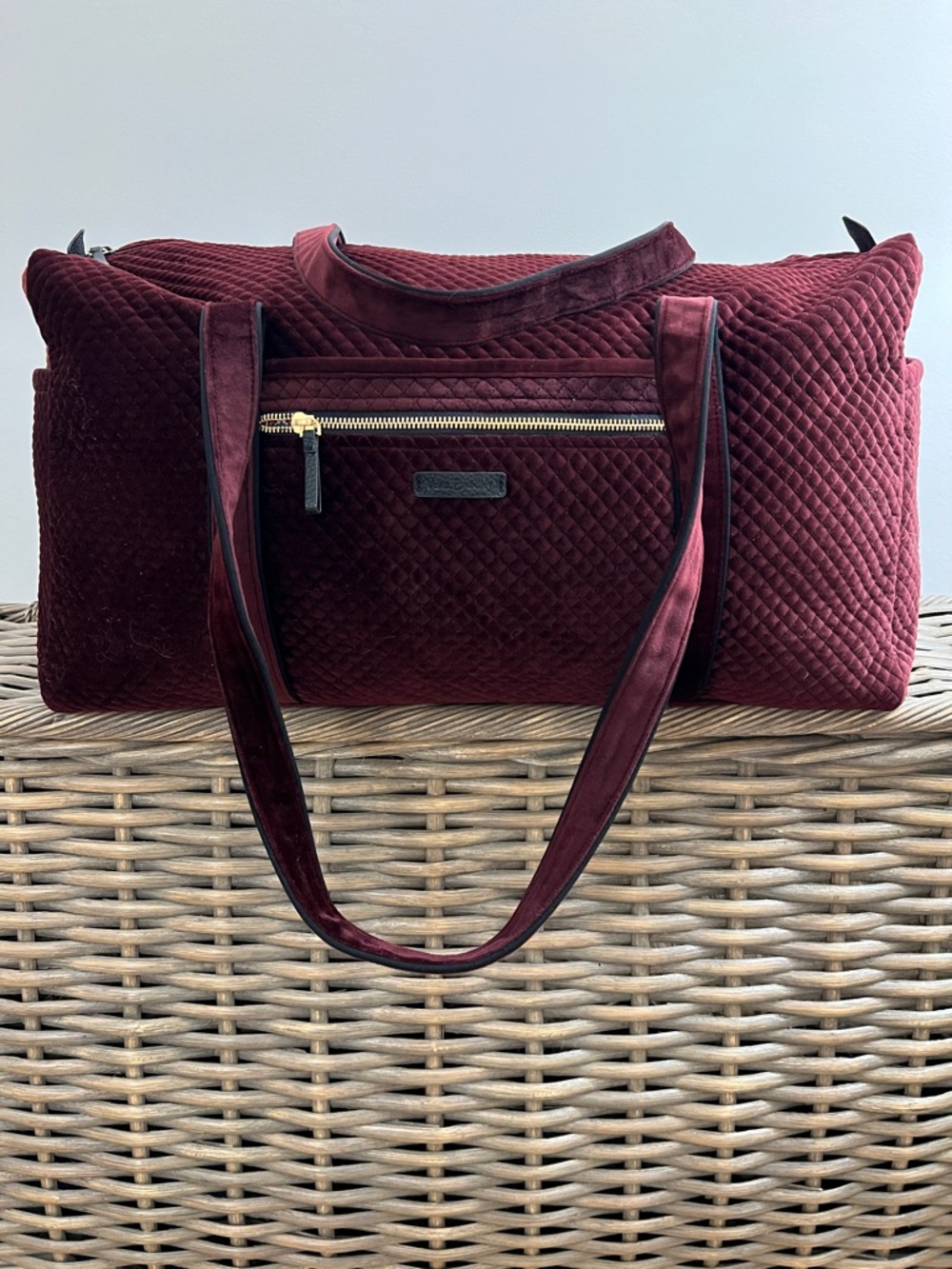 Vera Bradley Burgundy Red Quilted Travel Tote  / Weekender Never Used